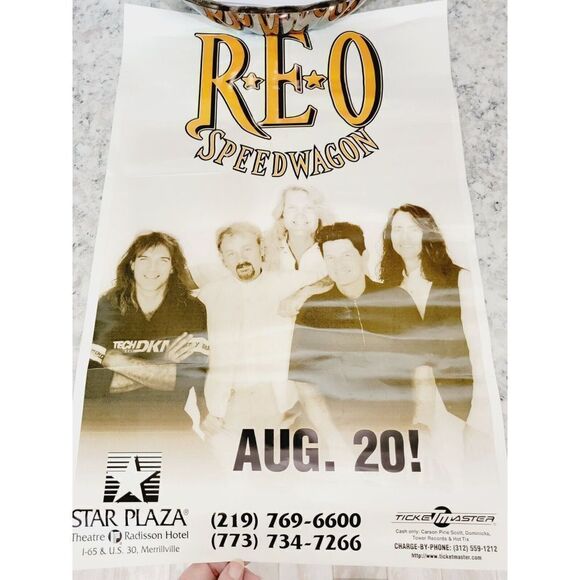 REO Speed Wagon Concert Poster Aug. 20 Star Plaza Promo Poster Vintage 14 X 22‎ - Picture 1 of 10